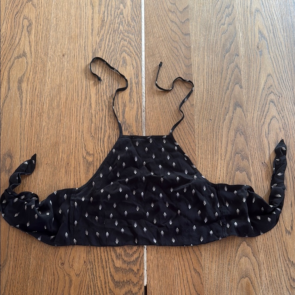 Sunday Best Black and White Crop Tank Top with Tie Back